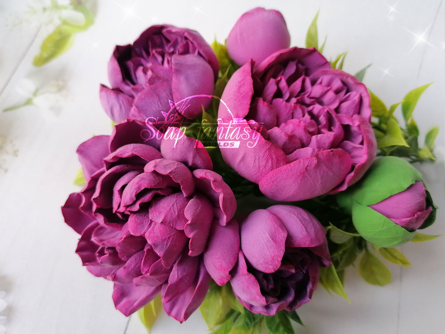 Luxurious peony half opened bud flower silicone mold for soap making