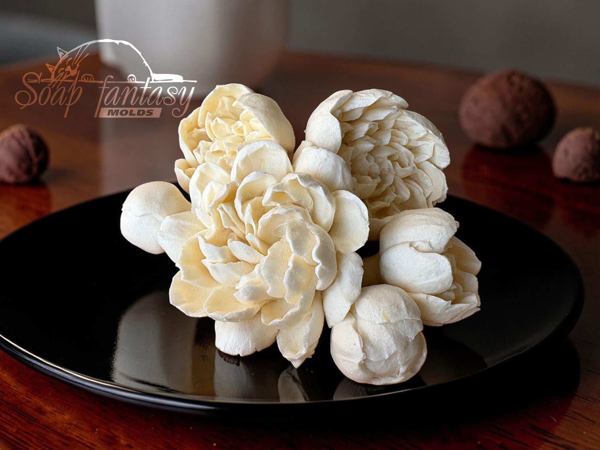 Food Grade Silicone Mold Peony Flower "Luxurious" - Silicone Mold for Marshmallow, Chocolate, Fondant