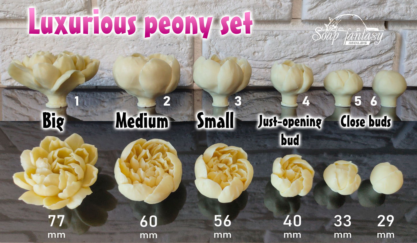 Food Grade Silicone Mold Peony Flower "Luxurious" - Silicone Mold for Marshmallow, Chocolate, Fondant
