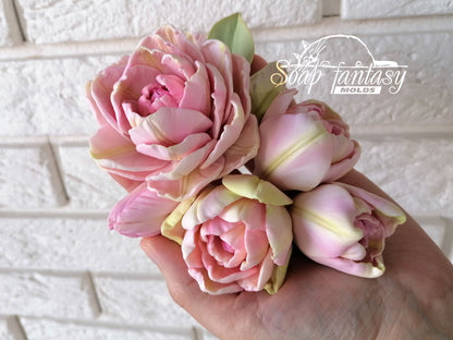 Peony Tulip Custom Silicone Mold Realistic 3D Flower Soap Molds for soap making, Candle Molds for candle making and Resin Molds for Resin Art