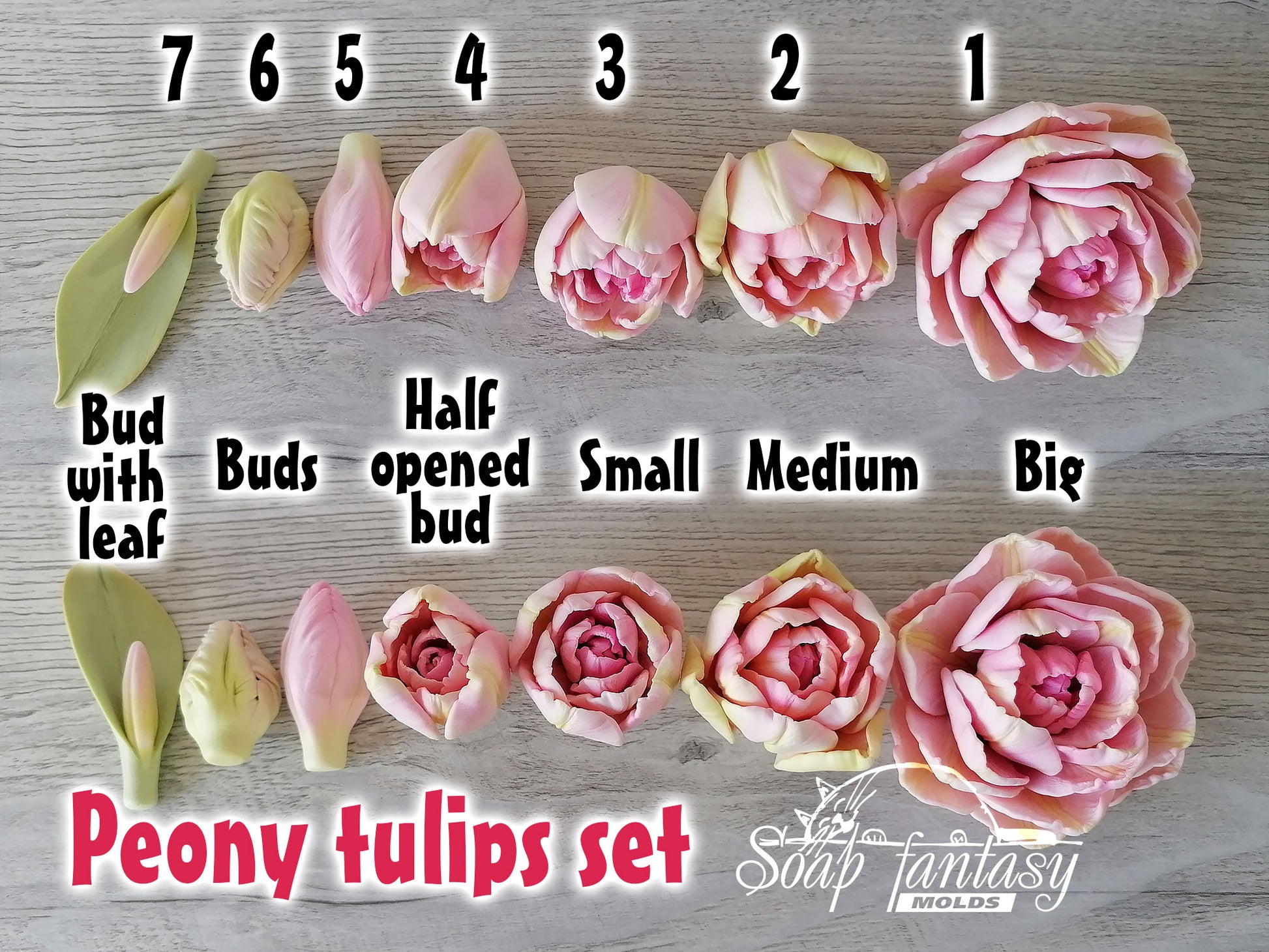 Peony Tulip Custom Silicone Mold Realistic 3D Flower Soap Molds for soap making, Candle Molds for candle making and Resin Molds for Resin Art