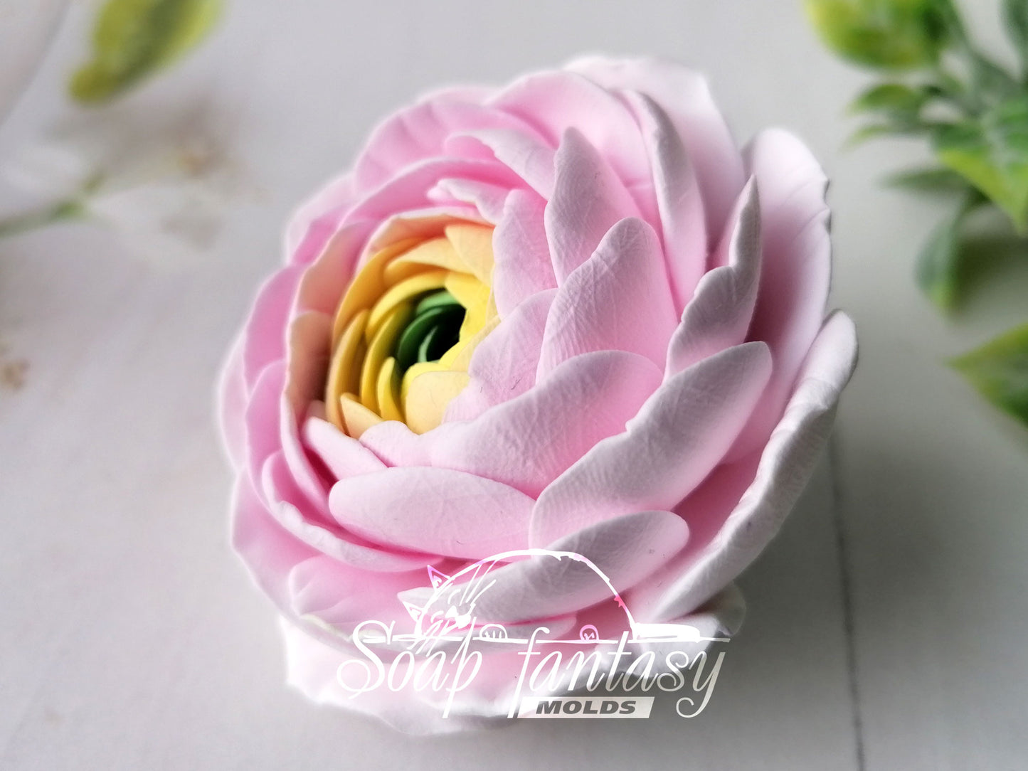 Ranunculus "Pink princess" flower silicone mold for soap making