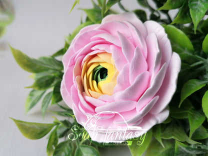 Ranunculus "Pink princess" flower silicone mold for soap making