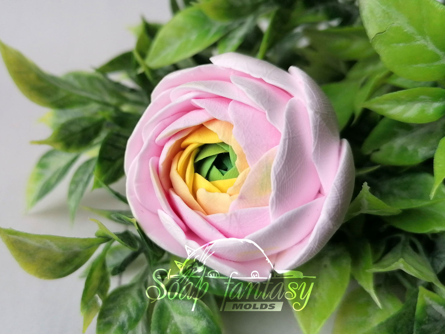 Ranunculus bud "Pink princess" flower silicone mold for soap making