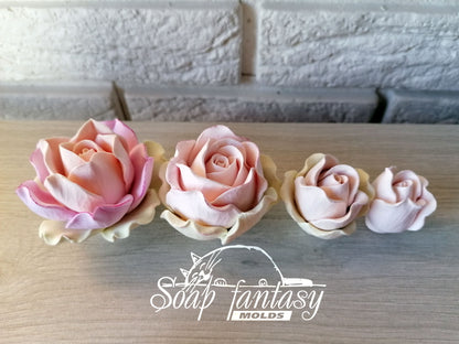 Half-blooming rose bud "Estelle" silicone mold for soap making