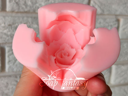 Half opened rose "Iguazu" silicone mold for soap making