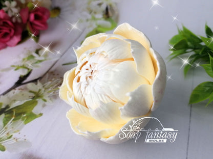 Peony "Snow White" silicone mold for soap making