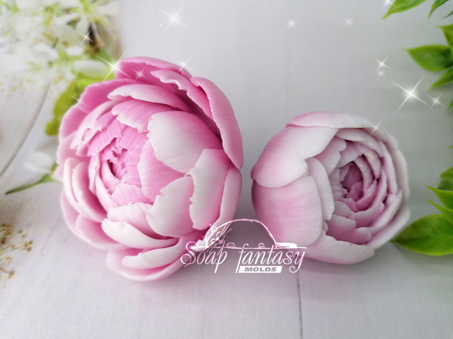 Peony bud "Snow White" silicone mold for soap making