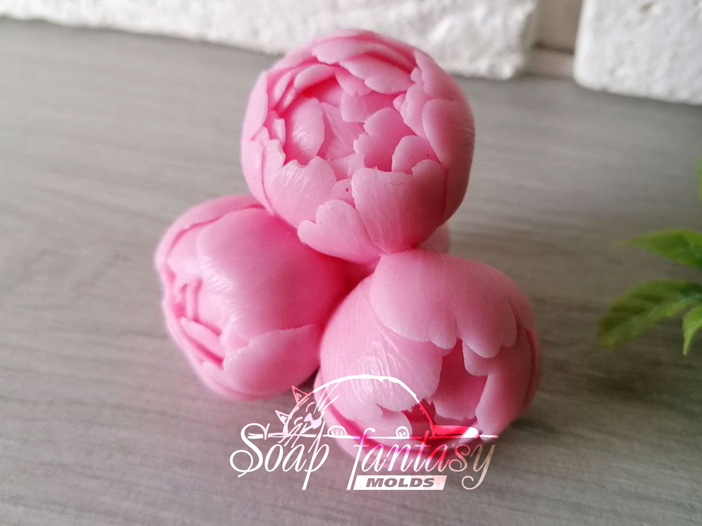Peony buds triplet "Sweet Harmony" silicone mold for soap making
