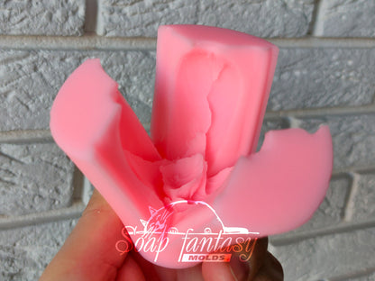 Tulip "Sweetheart" half opened silicone mold for soap making