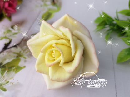 Tiffany White Rose (realistic thin petals) silicone mold for soap making (For experienced craftsmen)