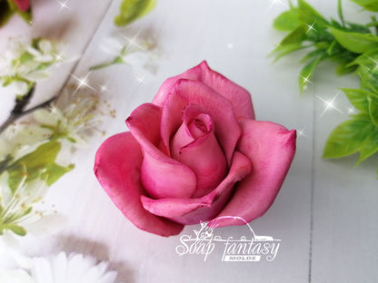 Tiffany Rose half-blooming (realistic thin petals) silicone mold for soap making (For experienced craftsmen)