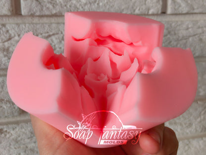 Big rose "Velvet night" flower silicone mold (mould) for soap making and candle making
