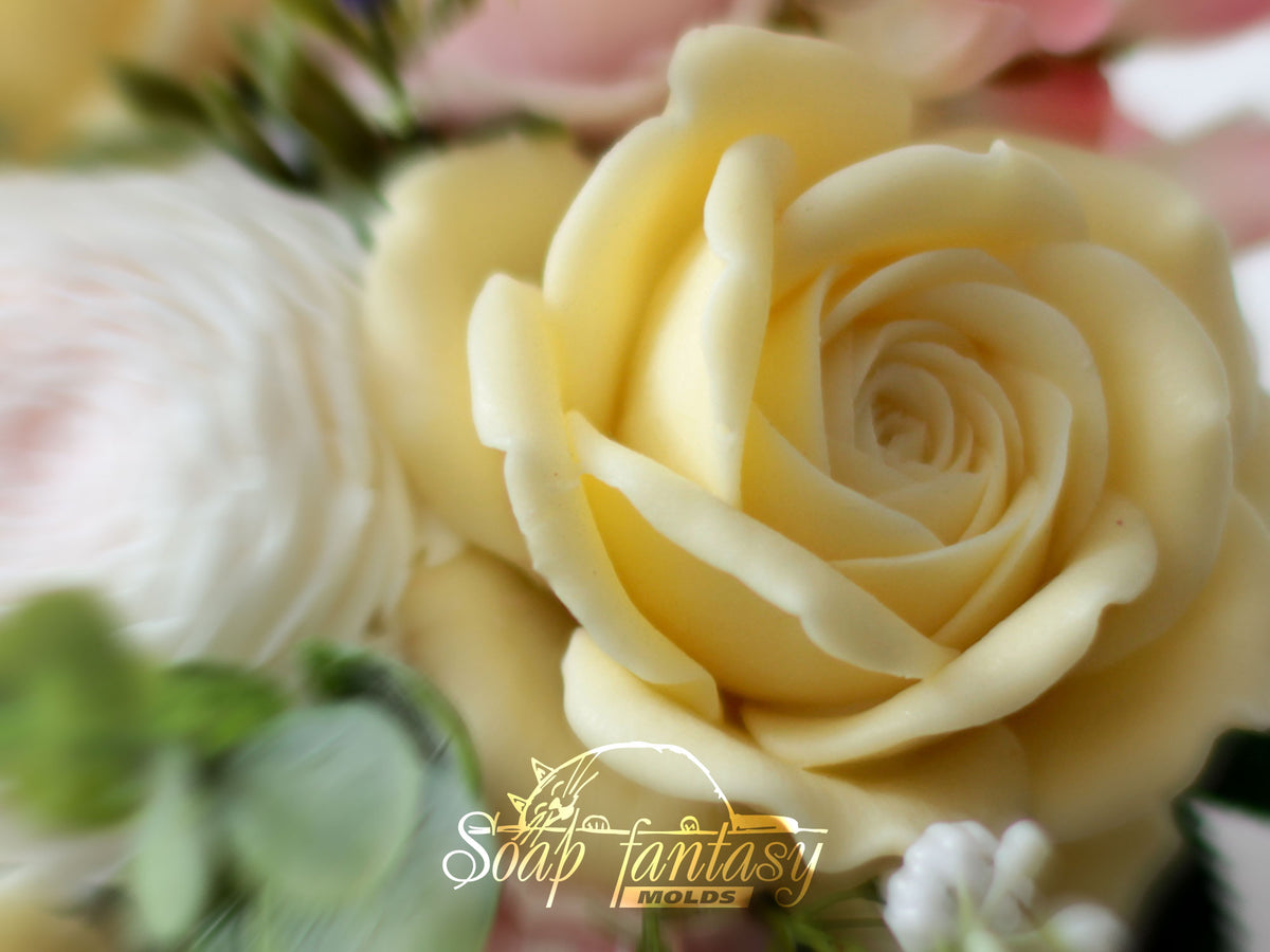 Big Rose «Virginia» Custom Silicone Mold
Professional and Realistic 3D rose silicone mold. 
Flower Soap Molds for soap making, Candle Molds for candle making & Resin Molds for Resin Art.