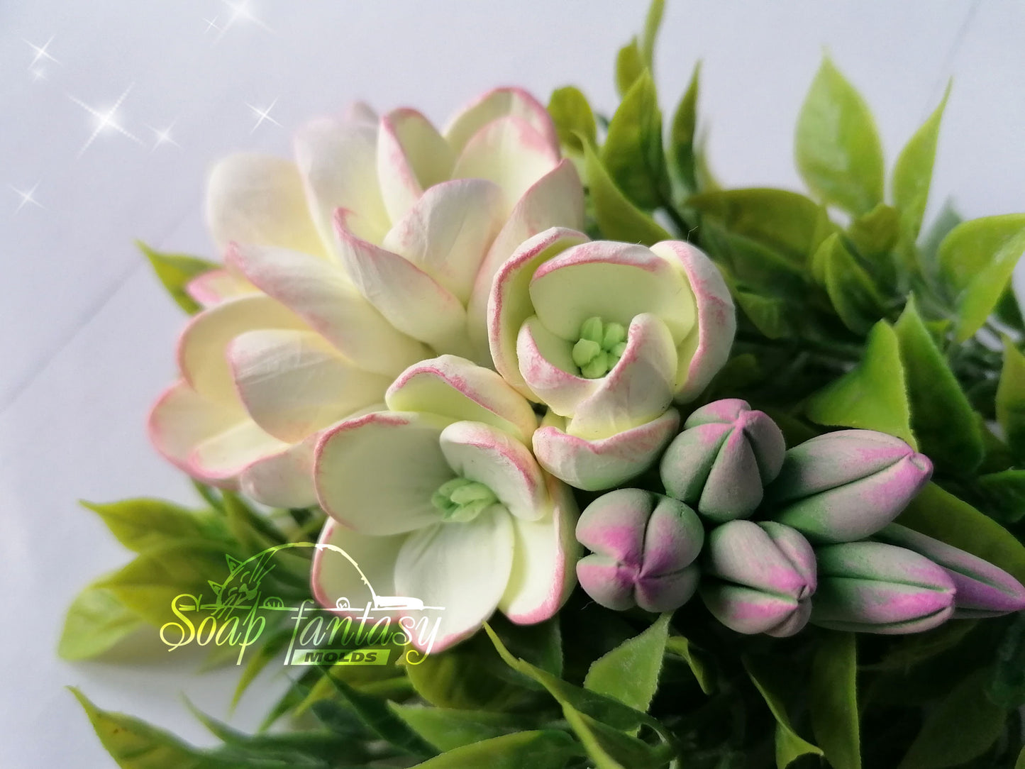 Freesia White flowers silicone mold for soap making