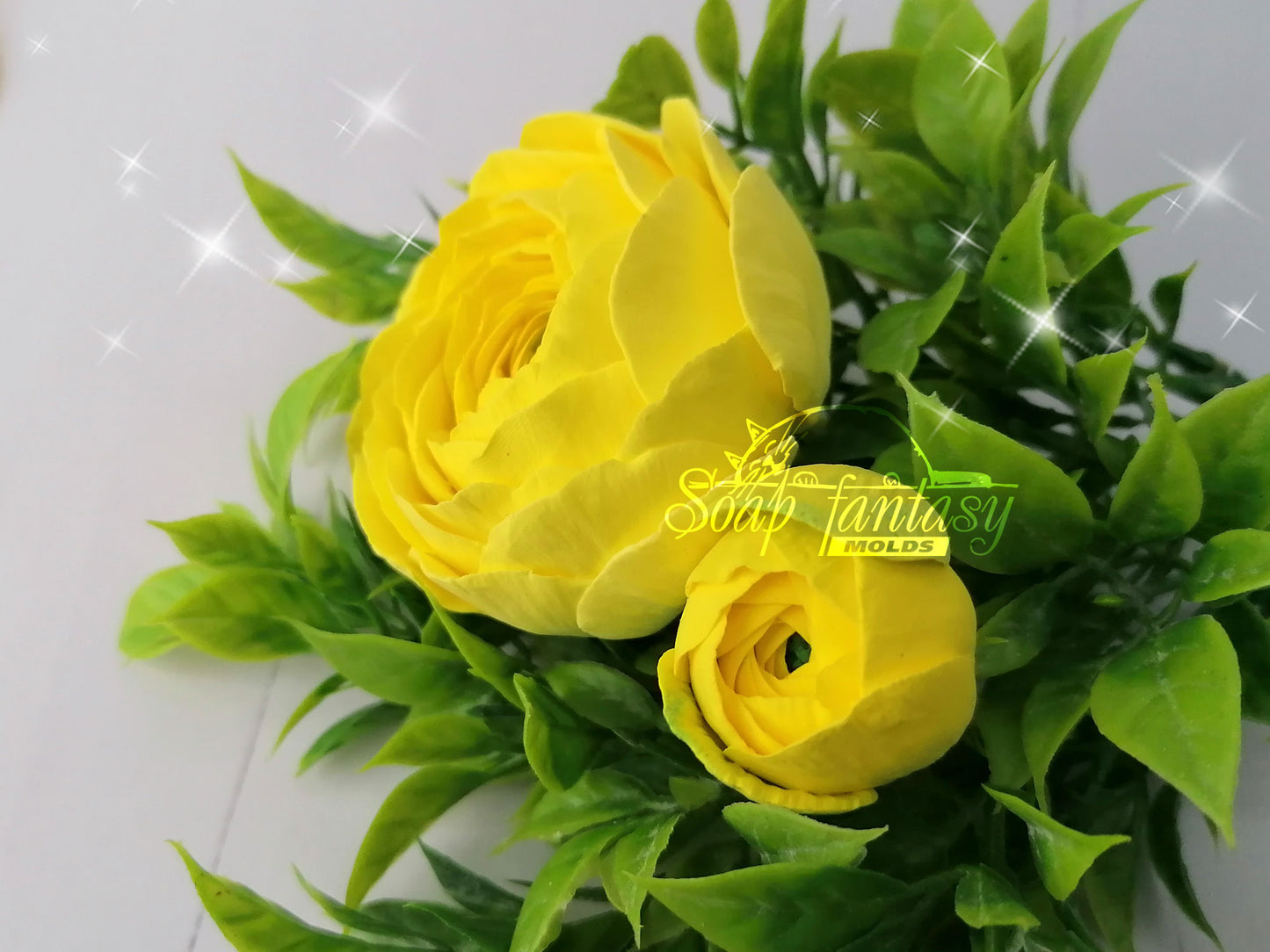 Ranunculus bud "Yellow princess" flower silicone mold for soap making