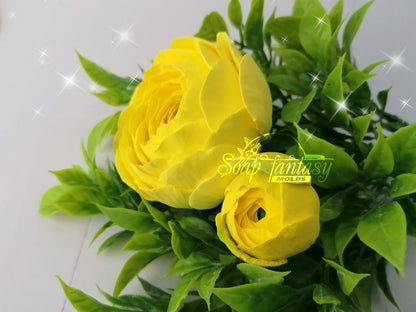 Ranunculus bud "Yellow princess" flower silicone mold for soap making