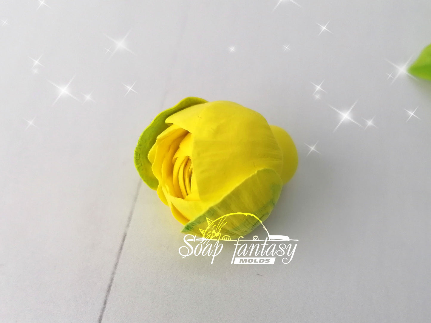 Ranunculus bud "Yellow princess" flower silicone mold for soap making