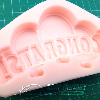 Congratulations with a balloons silicone mold for soap making