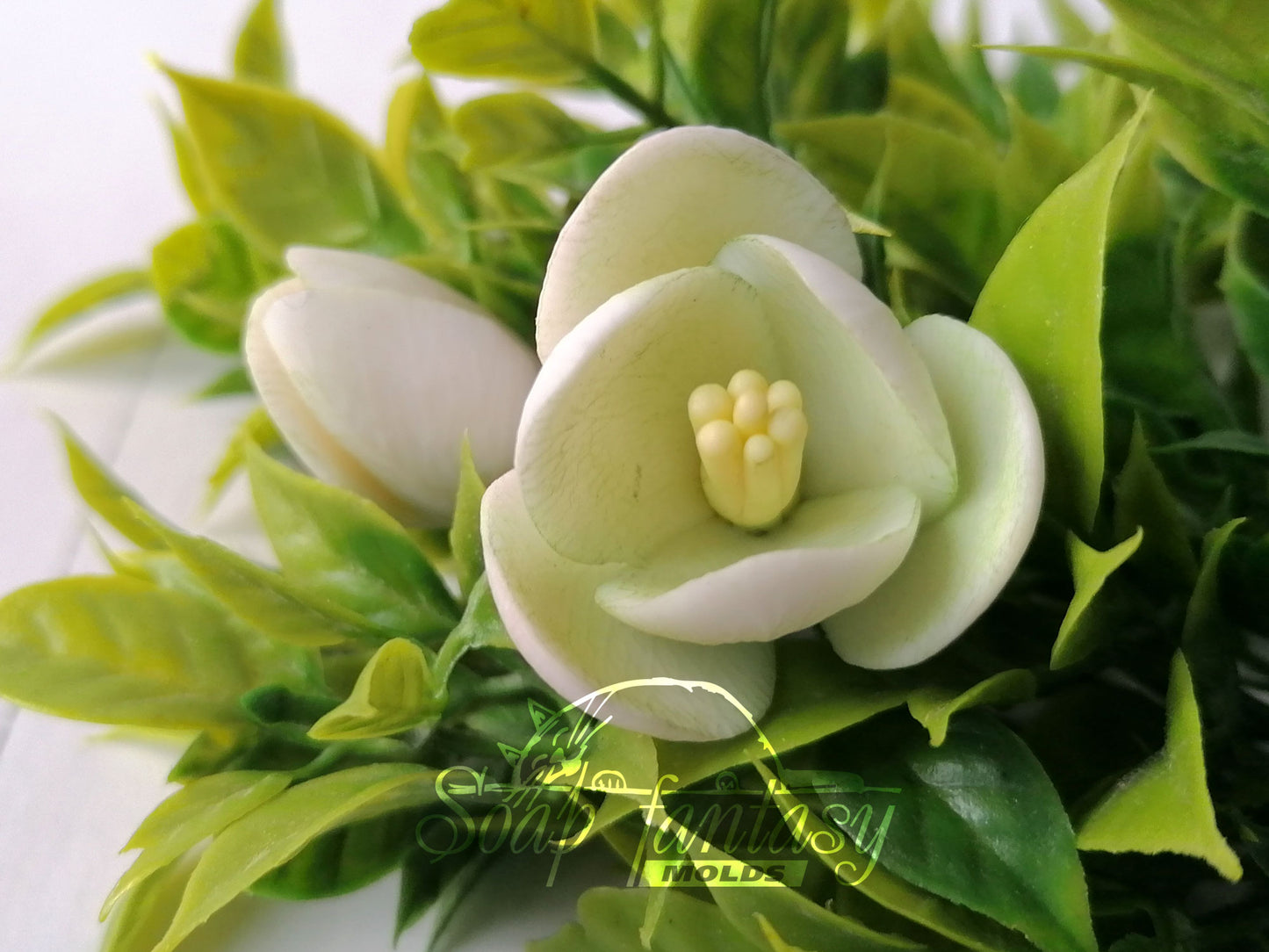 Freesia Green flowers silicone mold for soap making and candle making