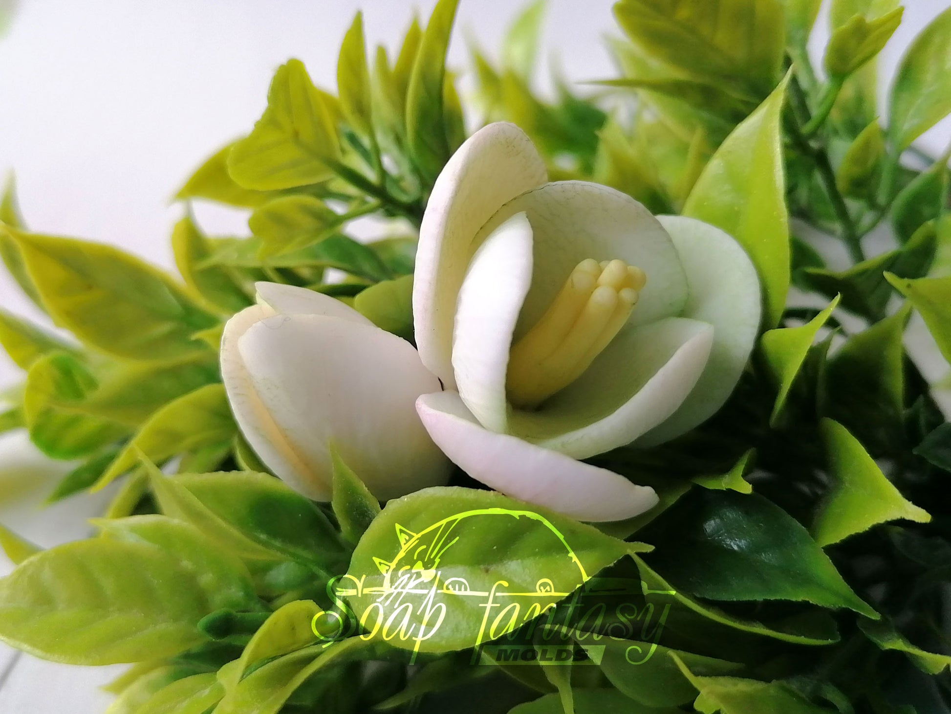 Freesia Green flowers silicone mold for soap making and candle making