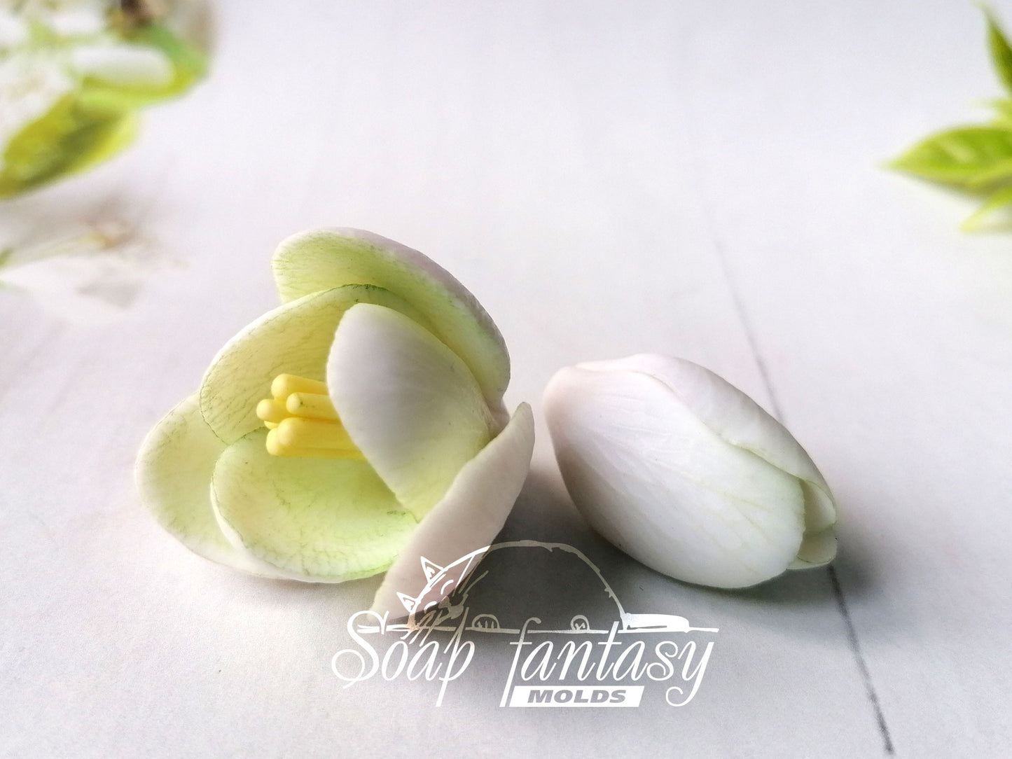 Freesia Green flowers silicone mold for soap making and candle making