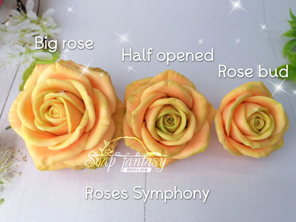Half opened rose Symphony silicone mold for soap making