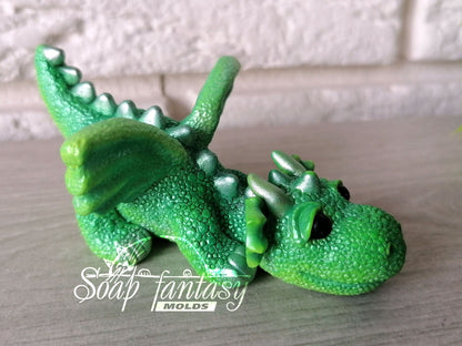 GARAGE SALE >> Emerald dragon silicone mold for soap making