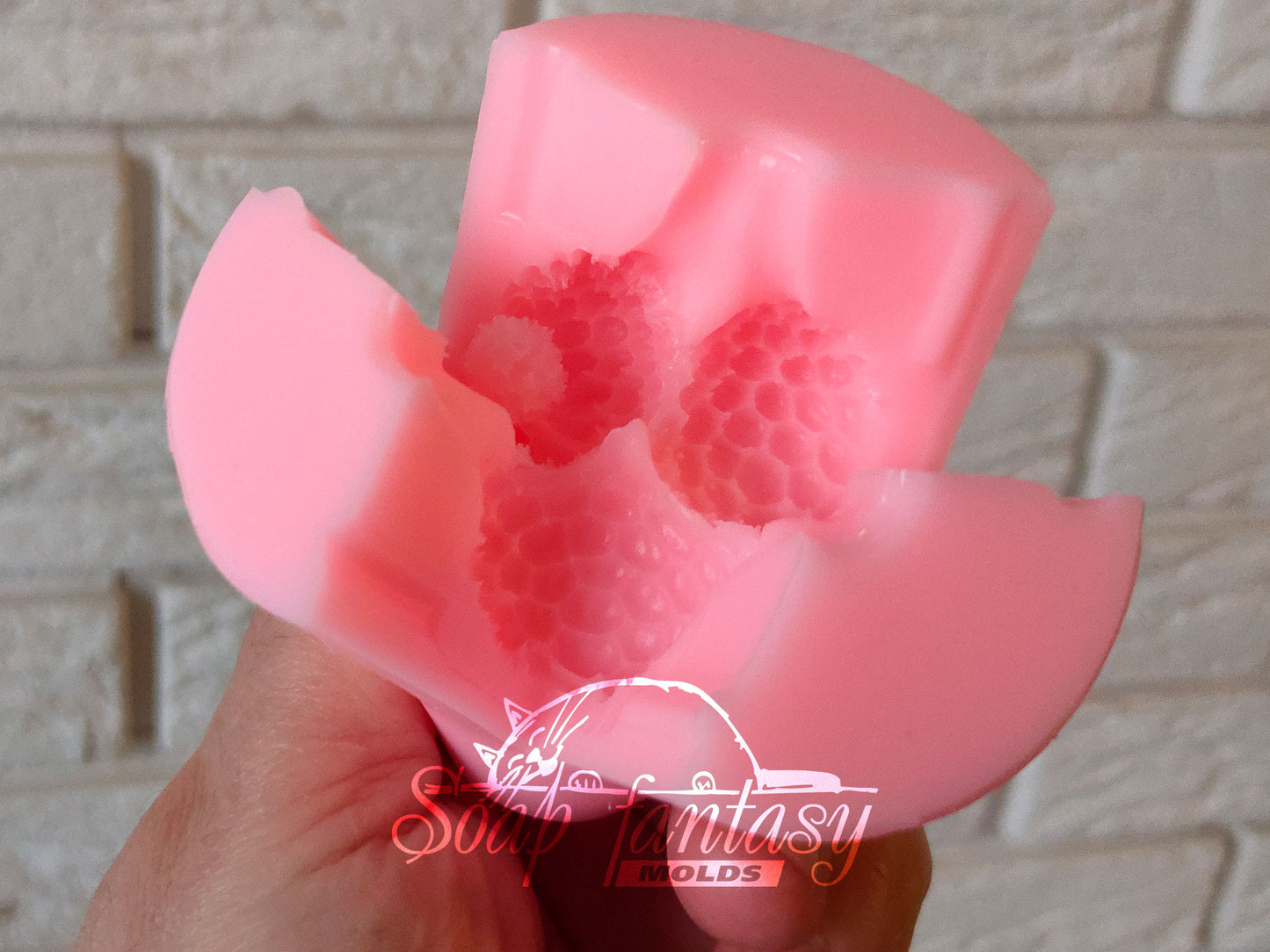 Triple raspberries bouquet inserts silicone mold for soap making