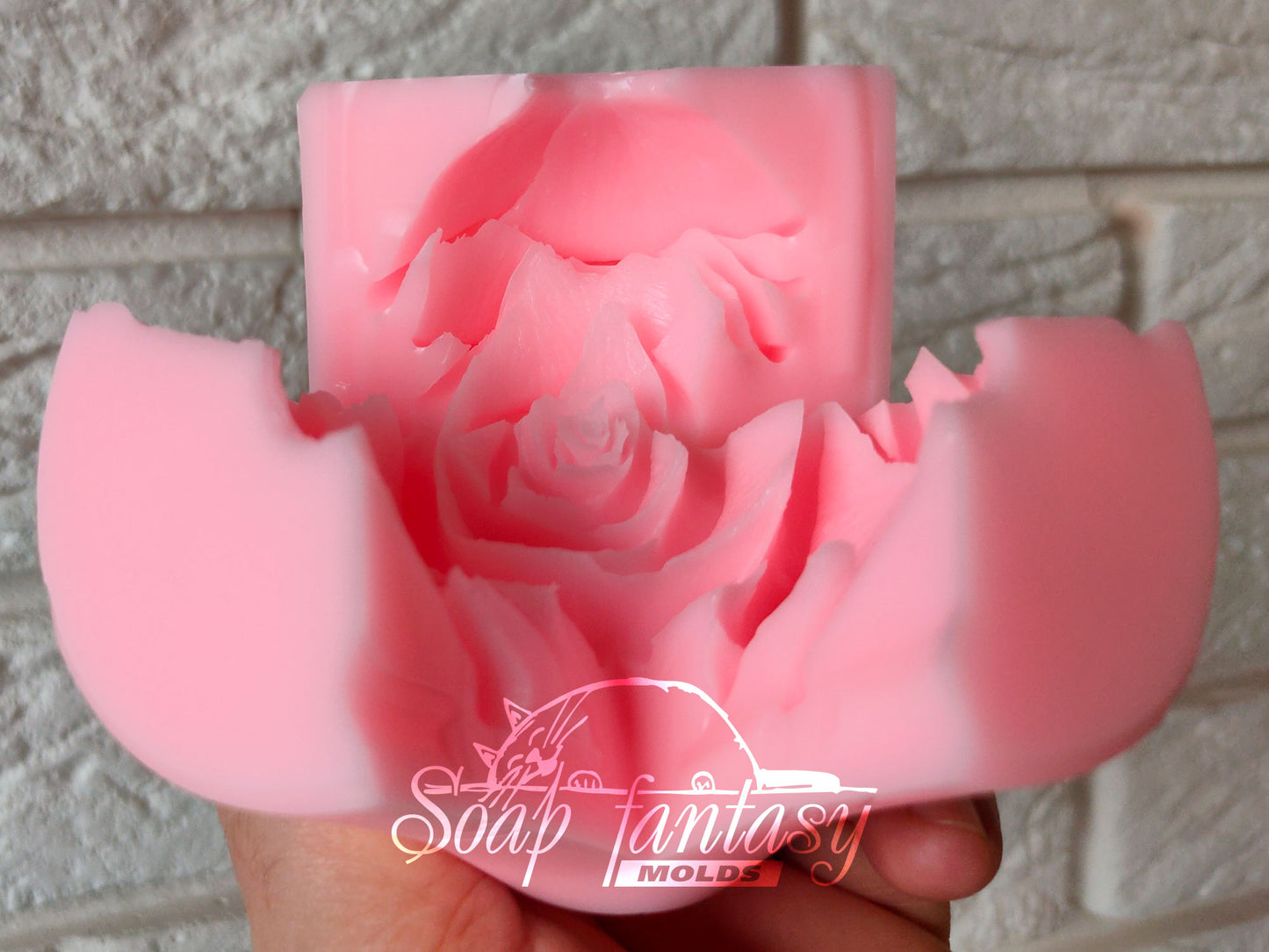 Half opened rose Symphony silicone mold for soap making