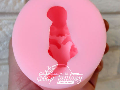 Baby kitten on the back silicone mold for soap making