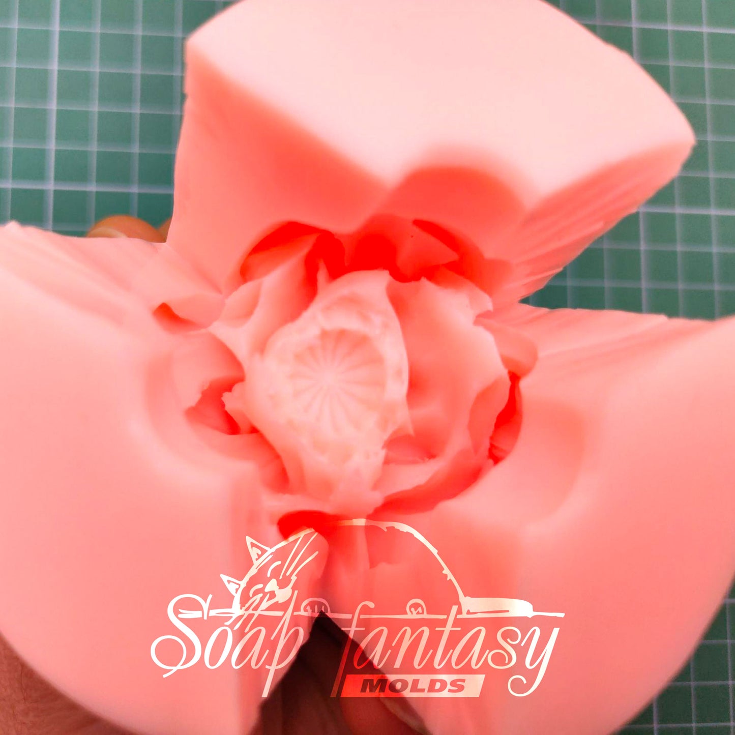 Pink poppy flowers silicone mold for soap making