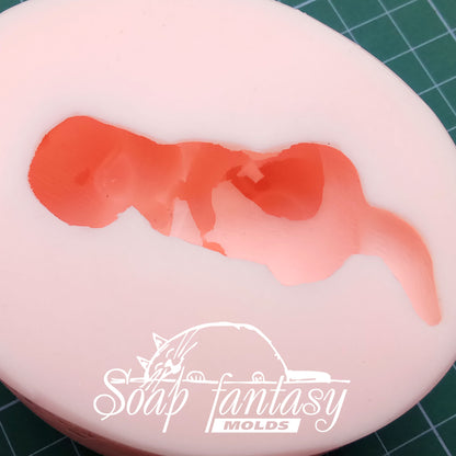 Little baby kitten lying on the back silicone mold for soap making