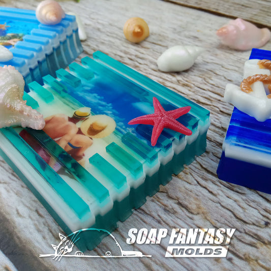 Sea breeze silicone mold for making soap with a picture