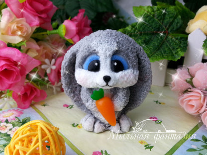 Bunny with a carrot silicone mold for soap making