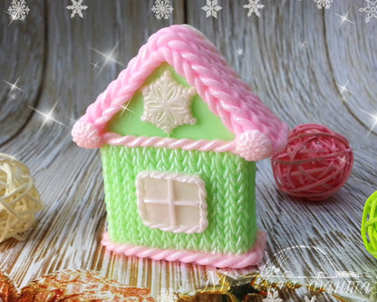 Little knitted house 2D silicone mold for soap making