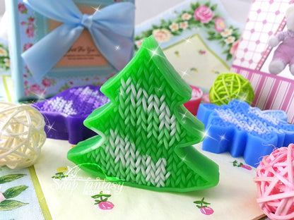 Knitted Christmas tree decorations silicone mold for soap making