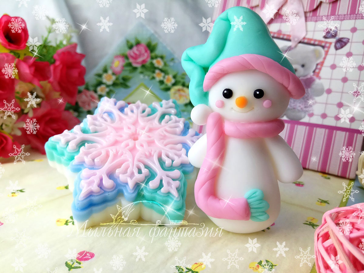 Snowman silicone mold for soap making