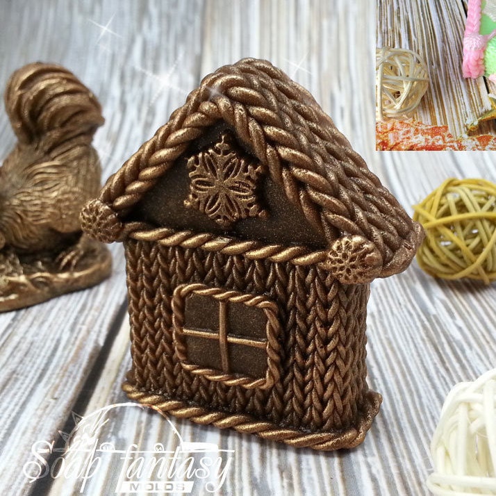 Little knitted house 2D silicone mold for soap making