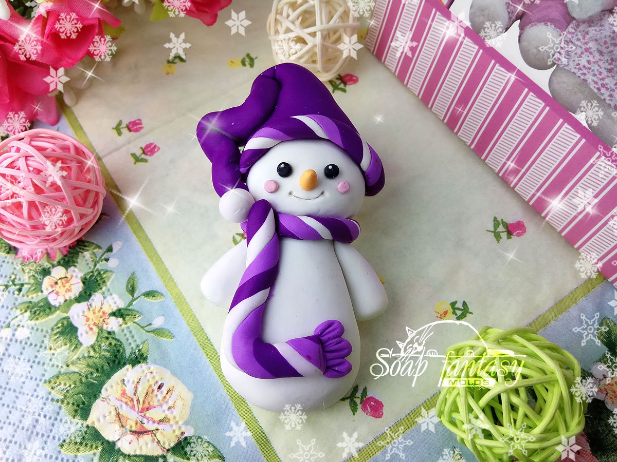 Snowman silicone mold for soap making