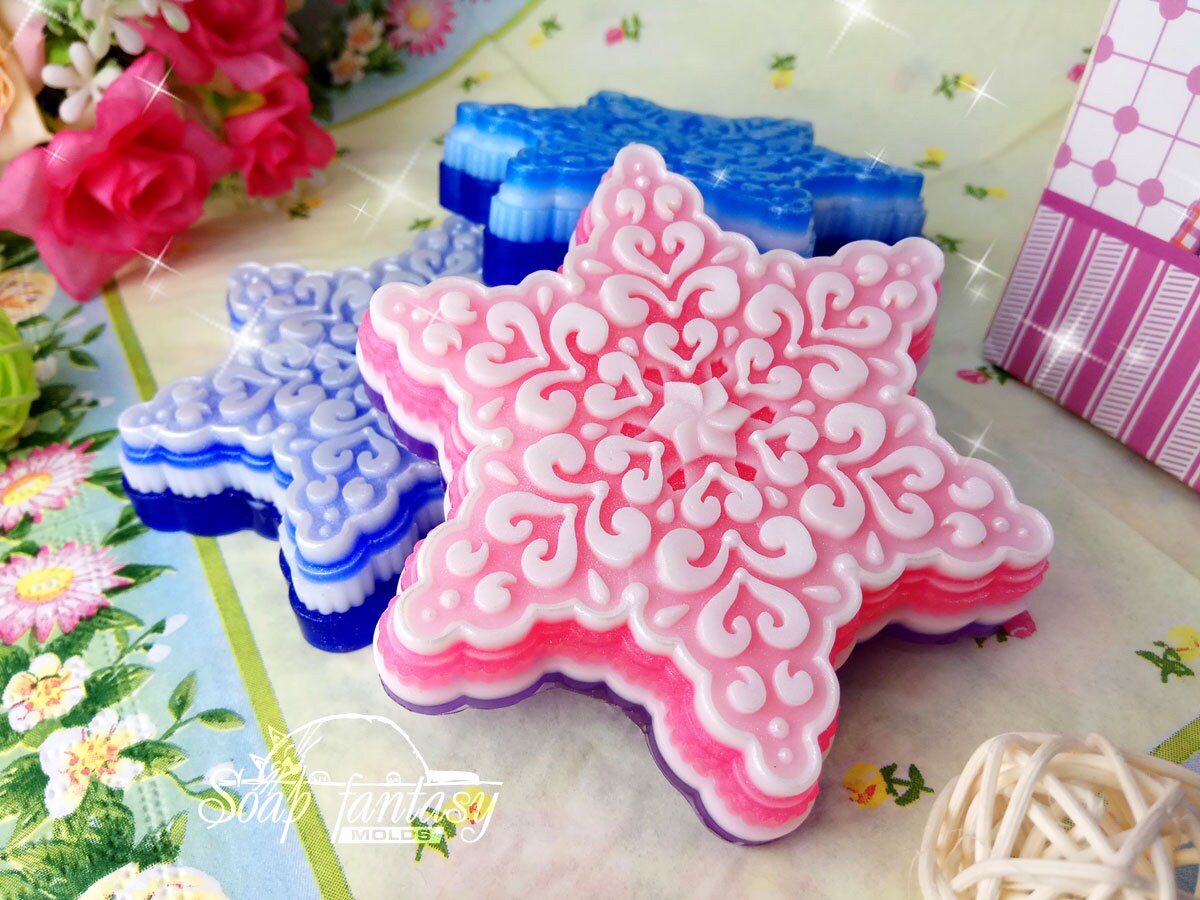 Frosty snowflake silicone mold for soap making