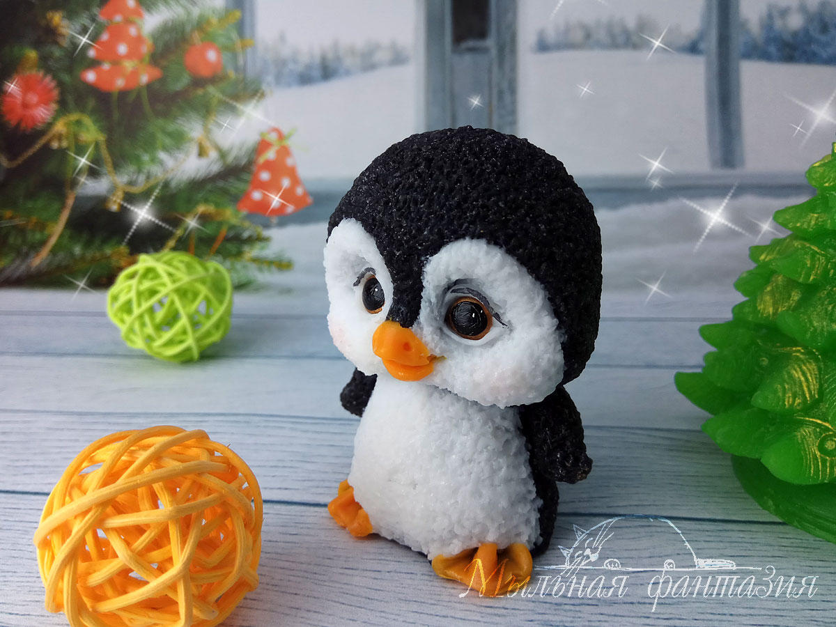 Baby penguin silicone mold (mould) for soap making and candle making