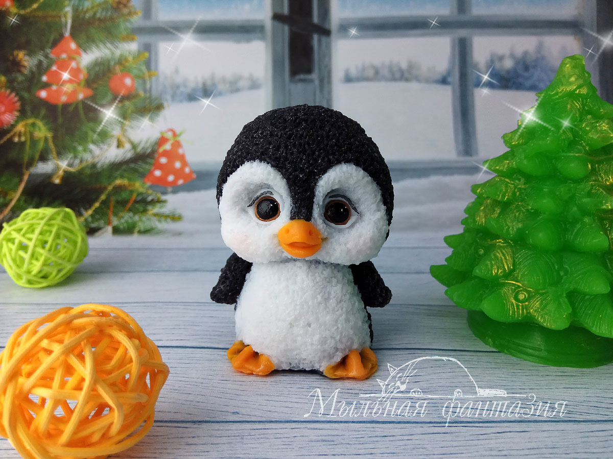 Baby penguin silicone mold (mould) for soap making and candle making