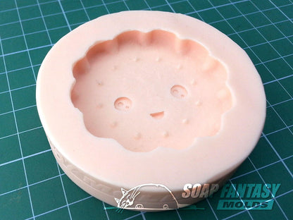 Smiling cookie silicone mold for soap making