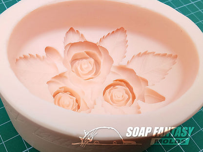 Roses on the oval silicone mold for soap making