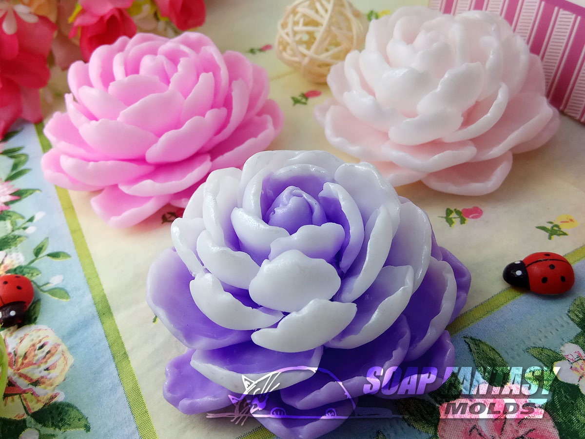 Peony flower silicone mold for soap making