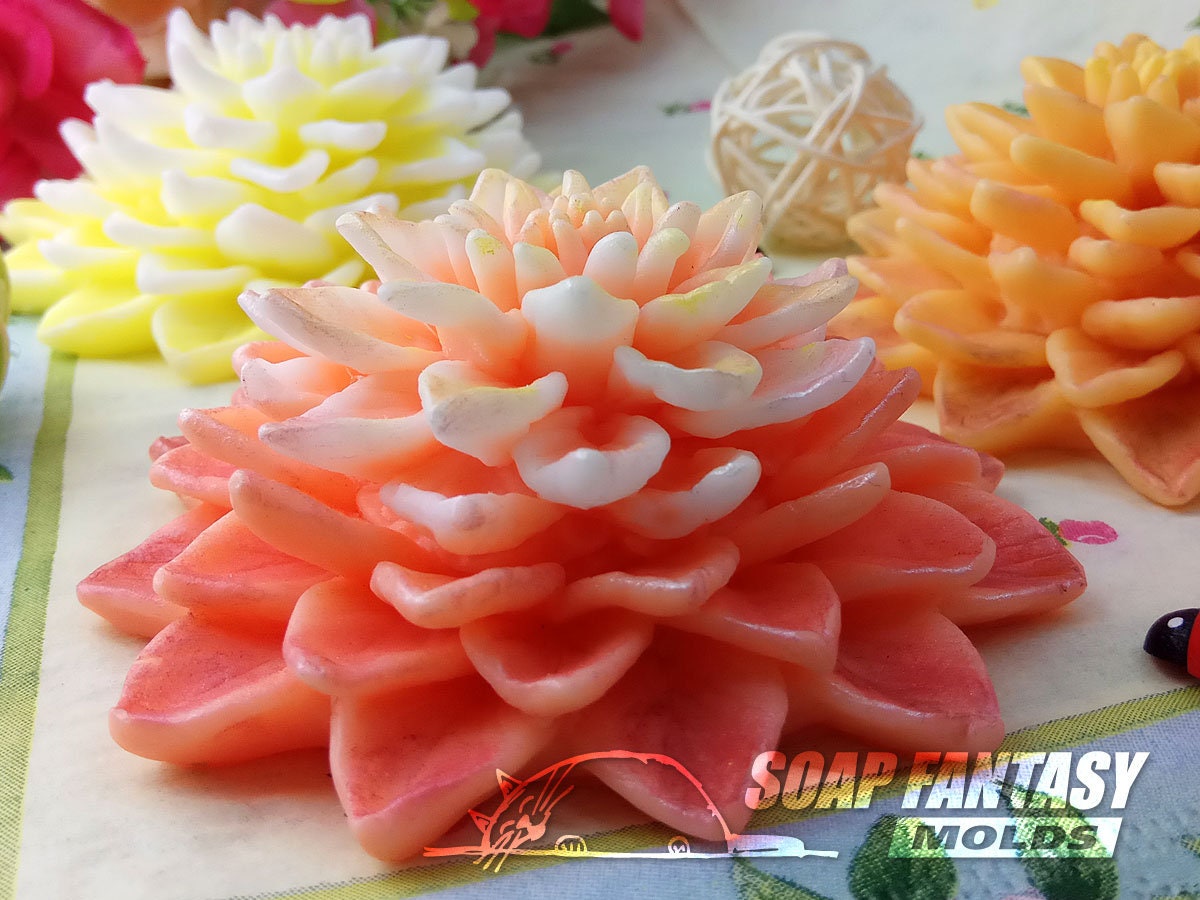 Dahlia flower silicone mold for soap making