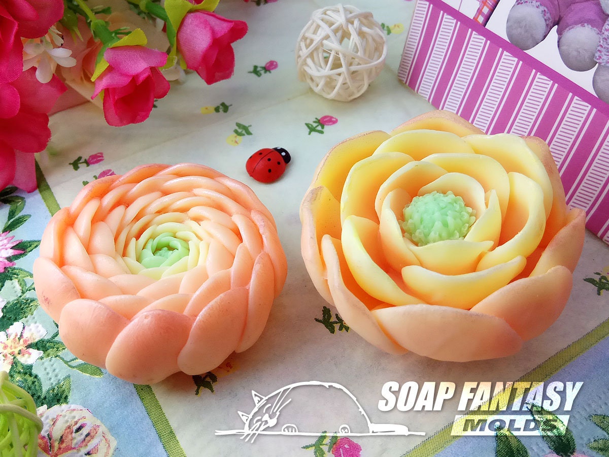Ranunculus bud flower silicone mold for soap making