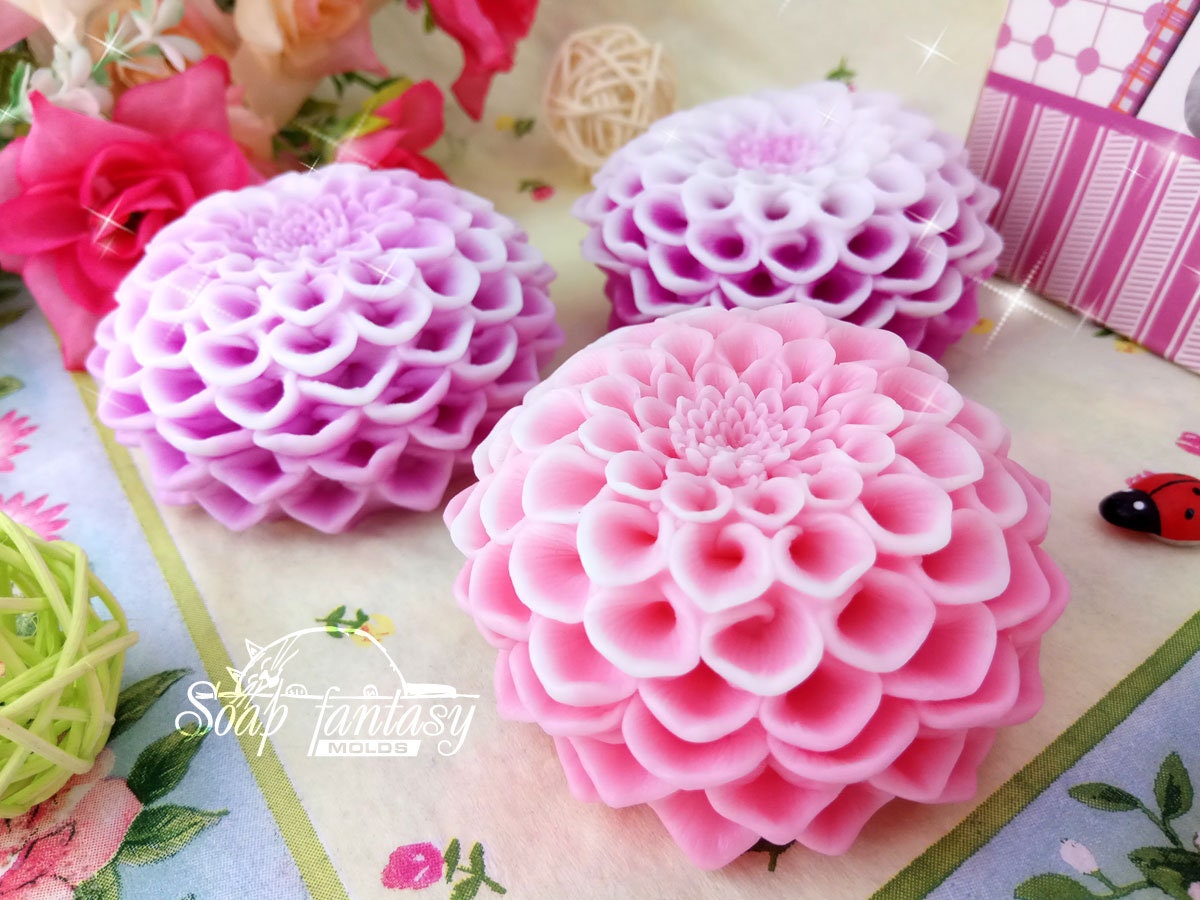 Dahlia spherical flower silicone mold for soap making