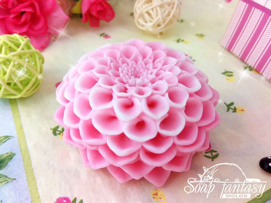 Dahlia spherical flower silicone mold for soap making